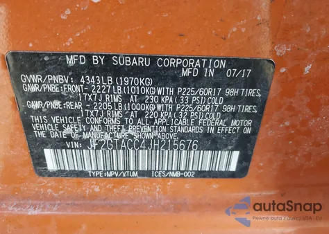 2018 Subaru Crosstrek 2.0I Premium из США, поврежденный, VIN JF2GTACC4JH215676